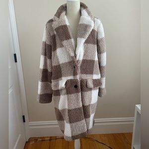 SHEIN Buffalo Plaid Teddy Coat
